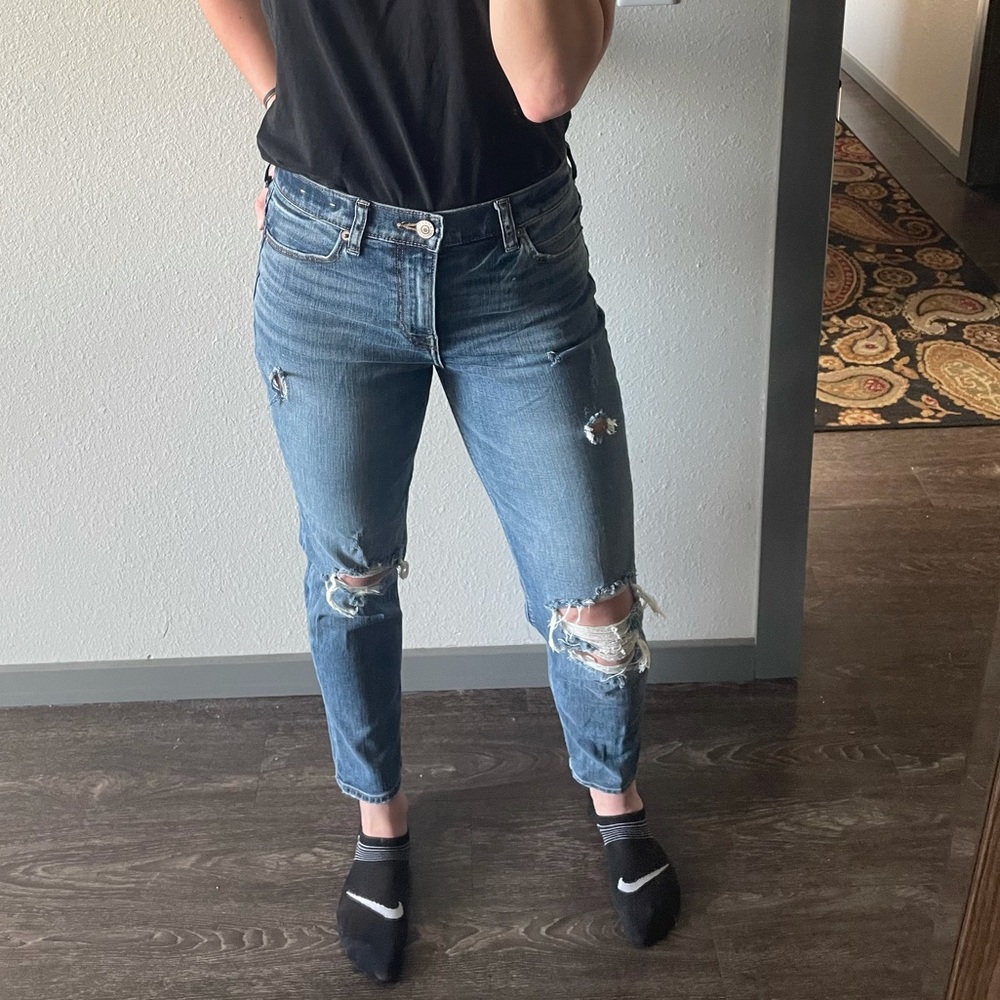 Express high waisted ripped jeans